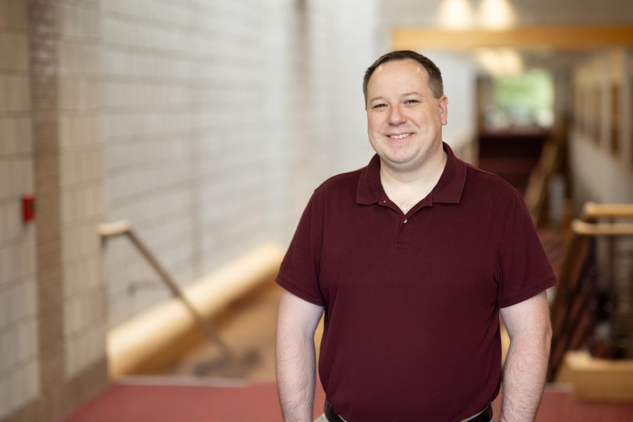 Kyle Wernke portrait in Zoellner Arts Center.