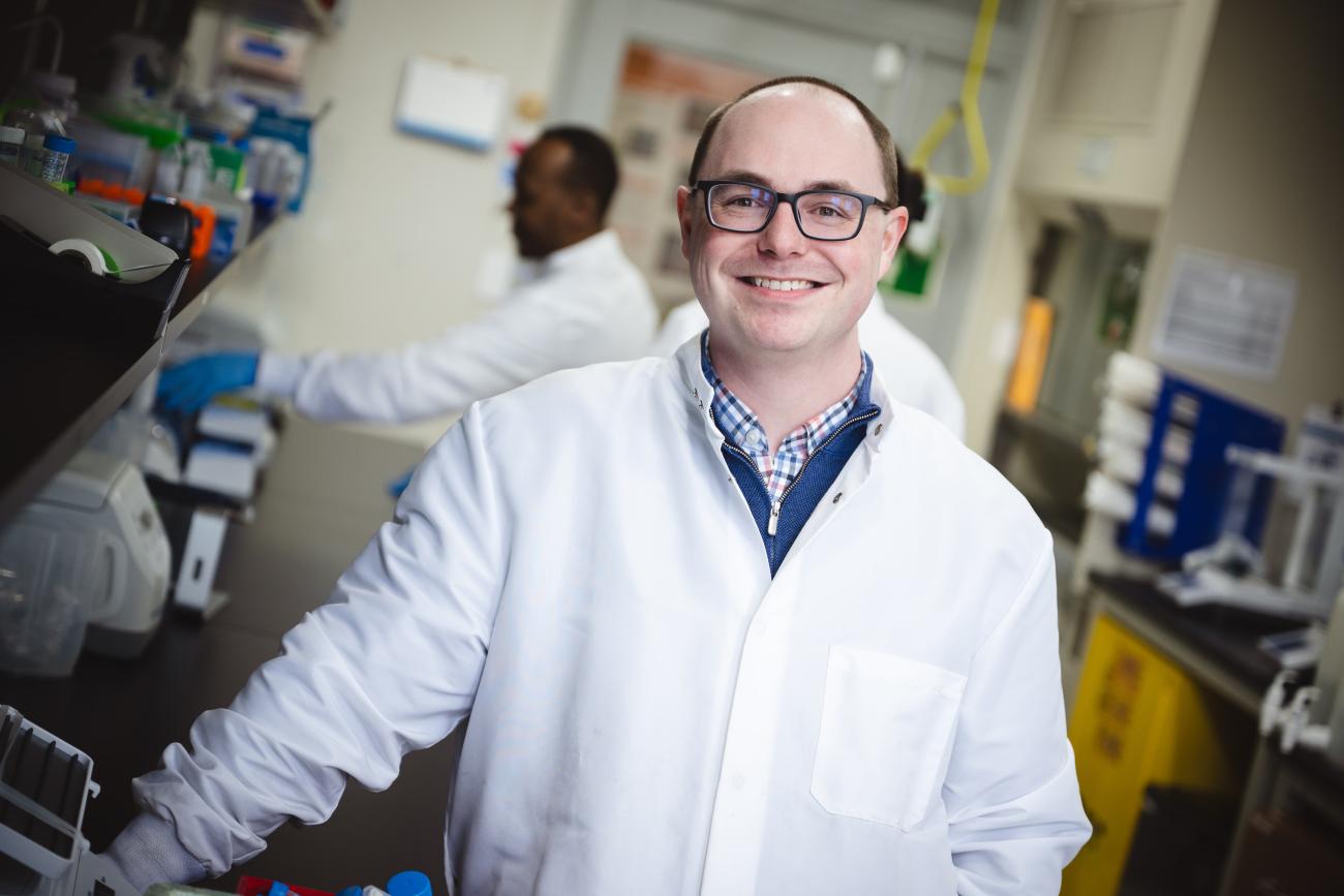 Dylan Shropshire in his research lab.