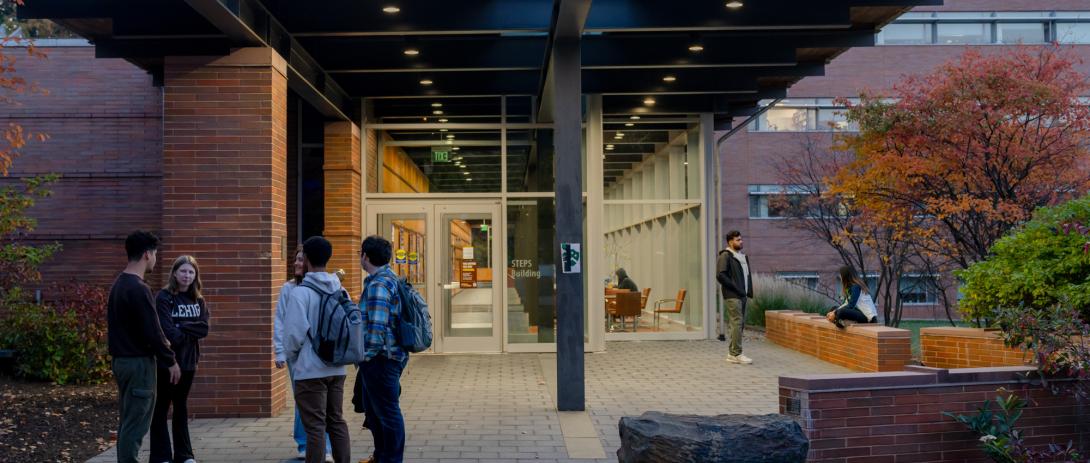 Students during fall outside STEPS